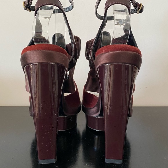 Balenciaga Burgundy Strappy Platform Heels - Picture 5 of 9